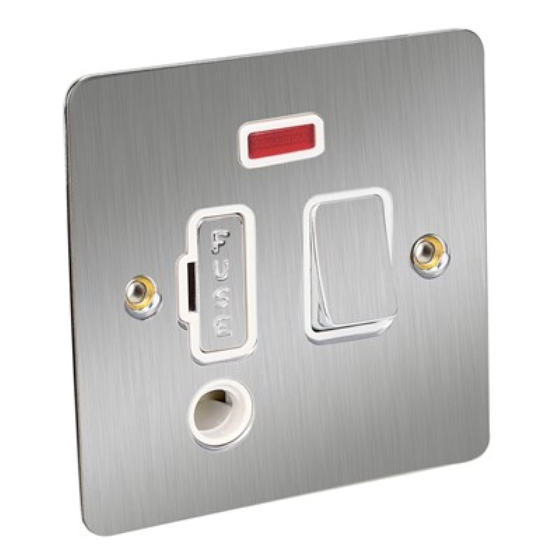 Flat Plate 13Amp Switched Spur Flex Outlet Switched + Neon *Sati - Click Image to Close